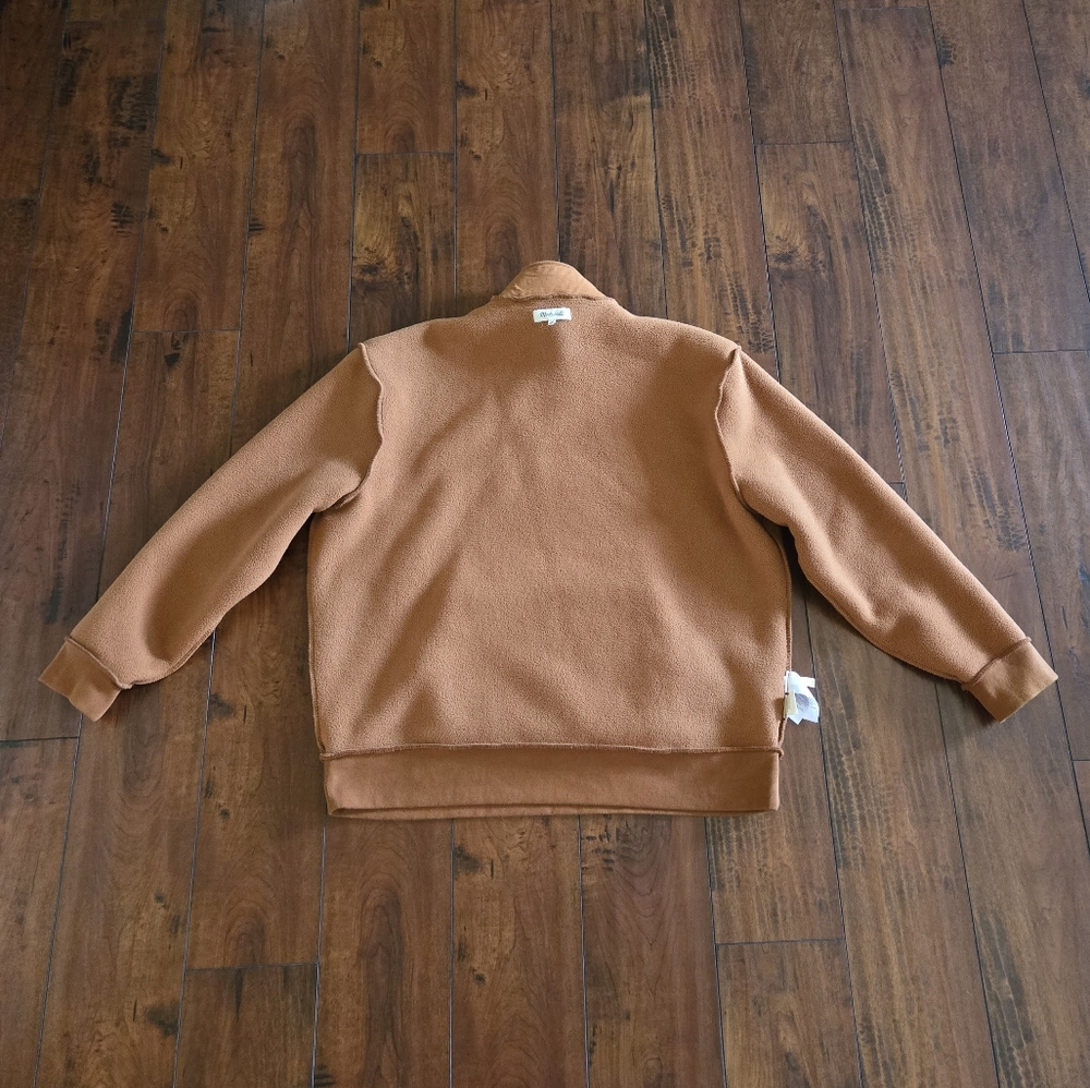 Madewell Men's Brown Rust (Re)Sourced Sherpa Half Zip Pullover Sweatshirt Sz XL - Picture 8 of 12